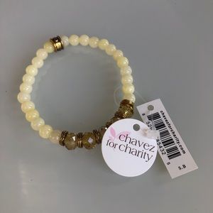 Chavez for Charity Bracelet White/Cream and Gold Beads